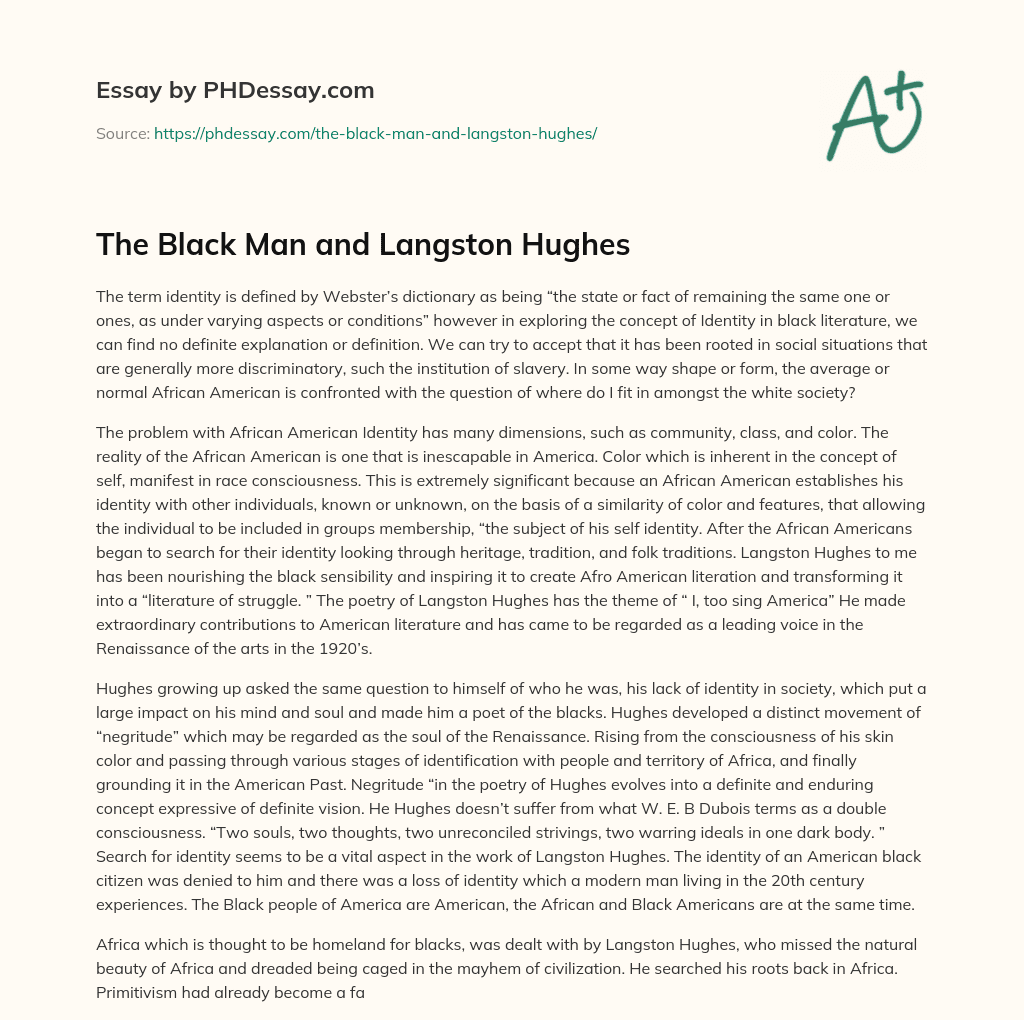 The Black Man and Langston Hughes essay
