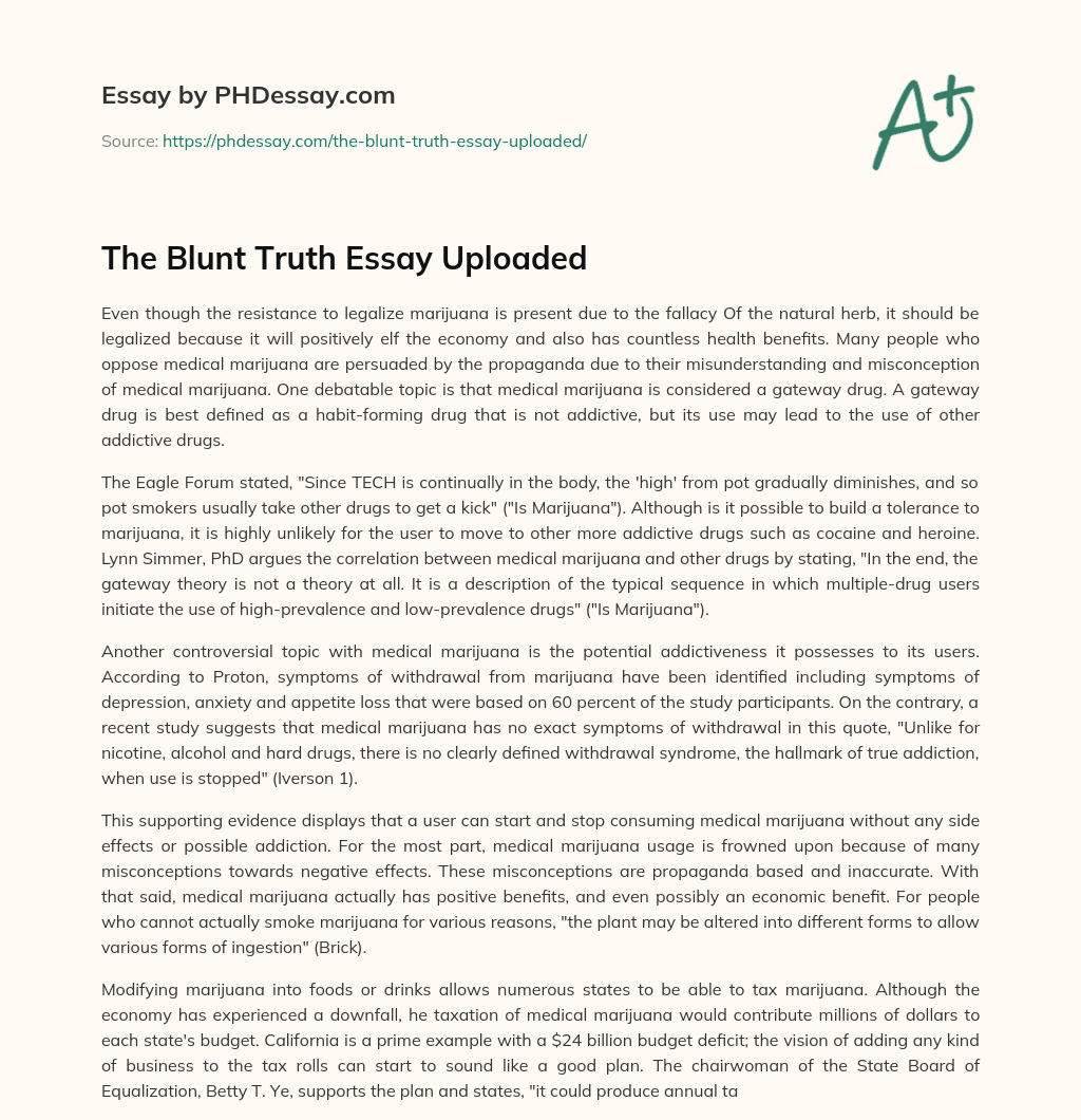 The Blunt Truth Essay Uploaded essay