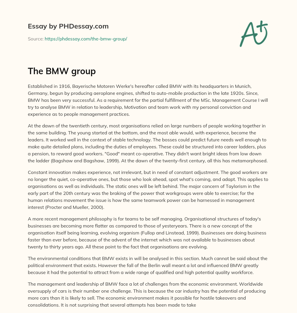 essay about bmw company