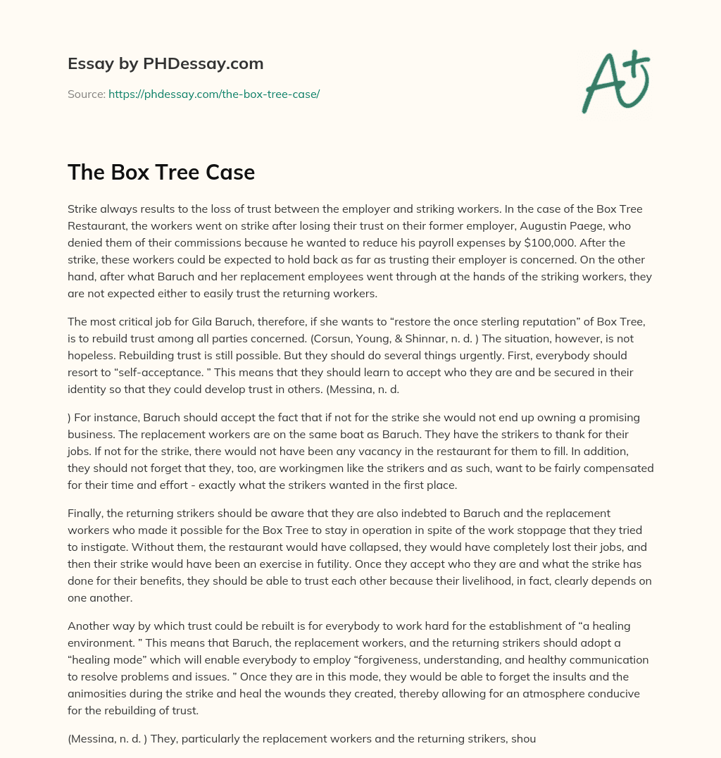 The Box Tree Case essay