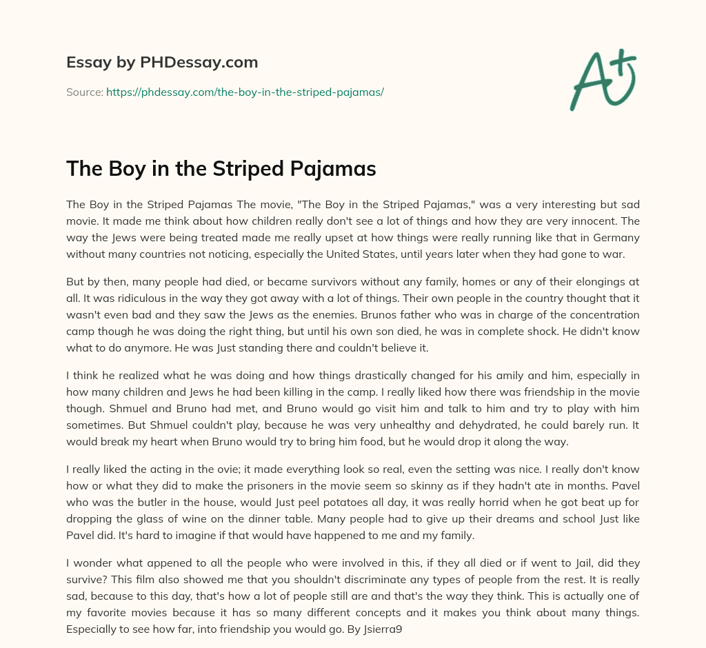 The Boy in the Striped Pajamas (500 Words)