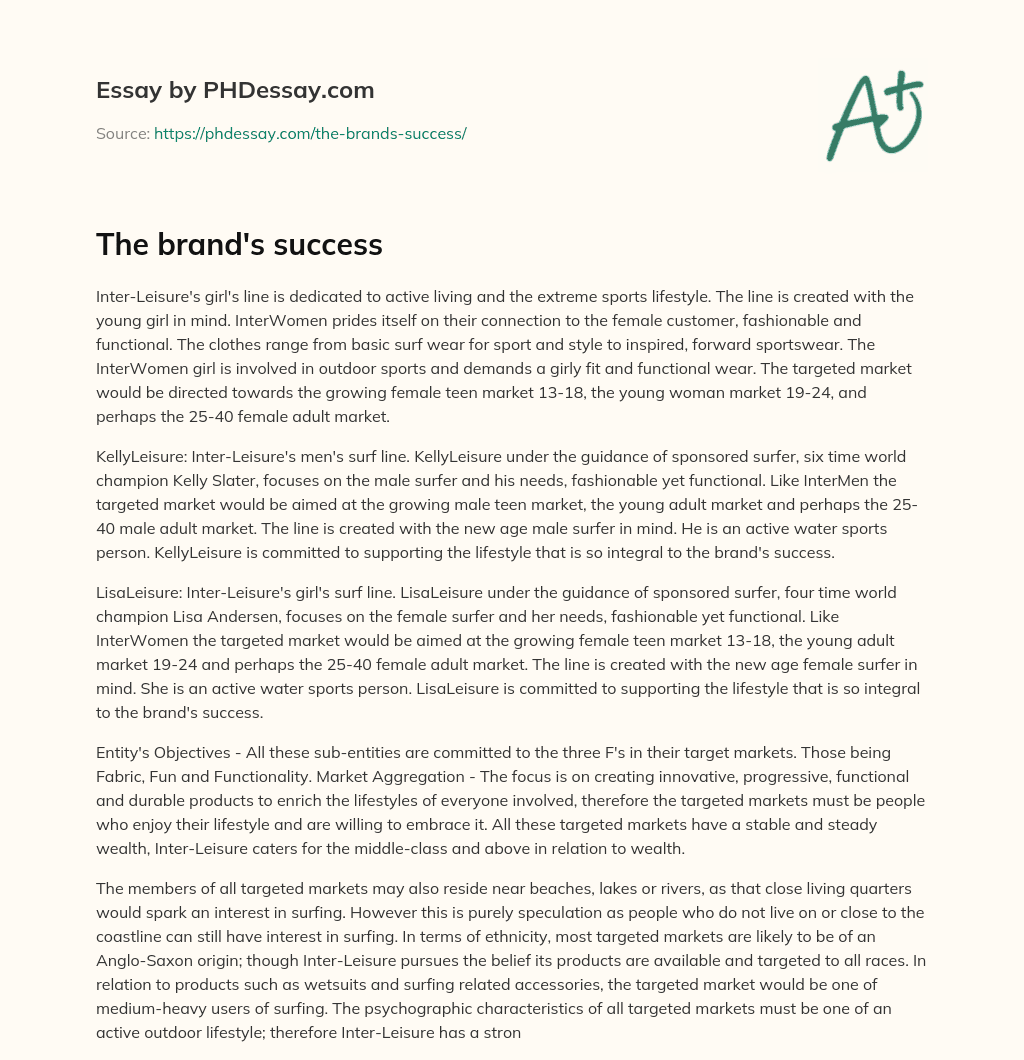 The brand’s success essay