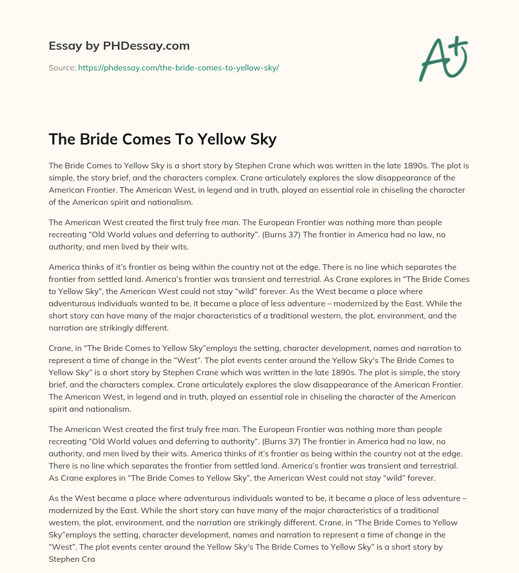 The Bride Comes To Yellow Sky essay