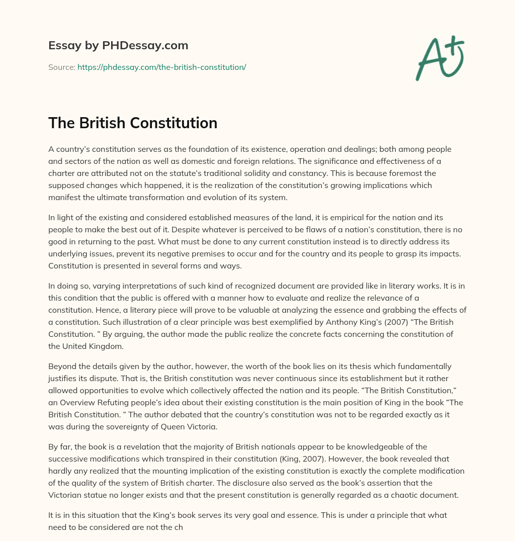 The British Constitution essay