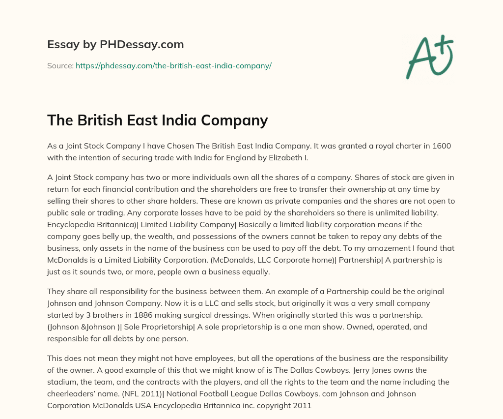 east india company essay