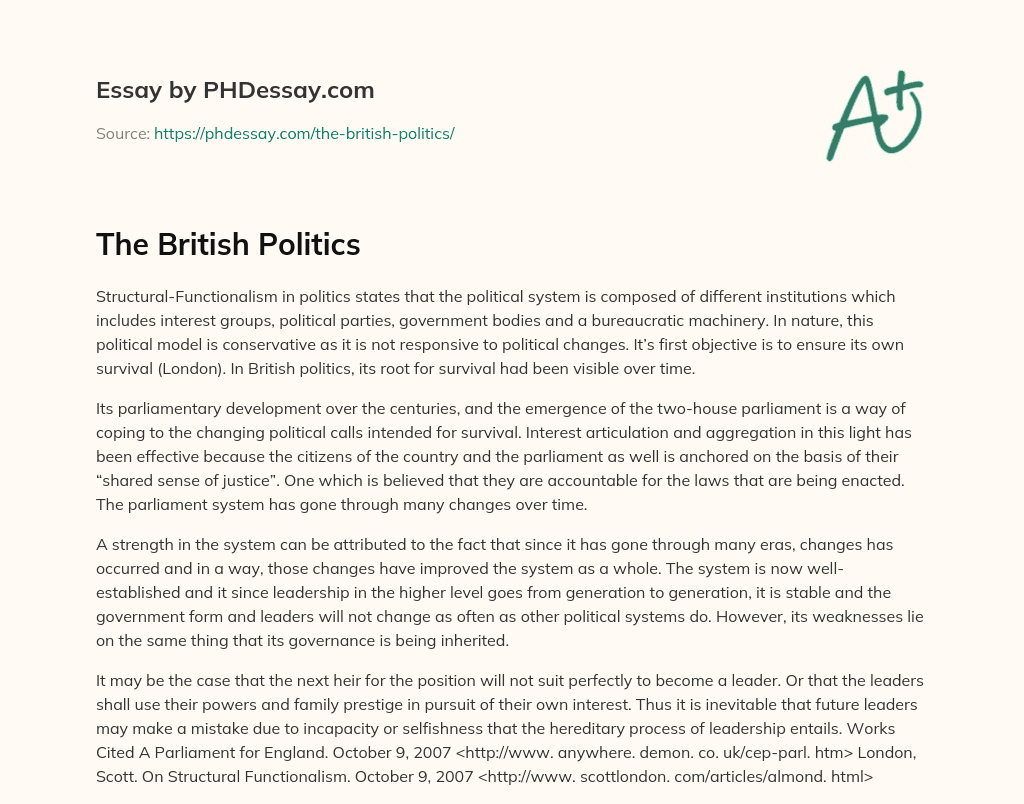 The British Politics essay
