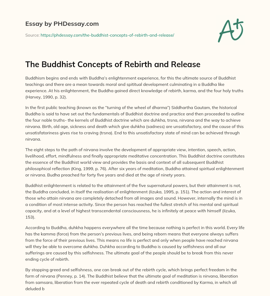 The Buddhist Concepts of Rebirth and Release essay