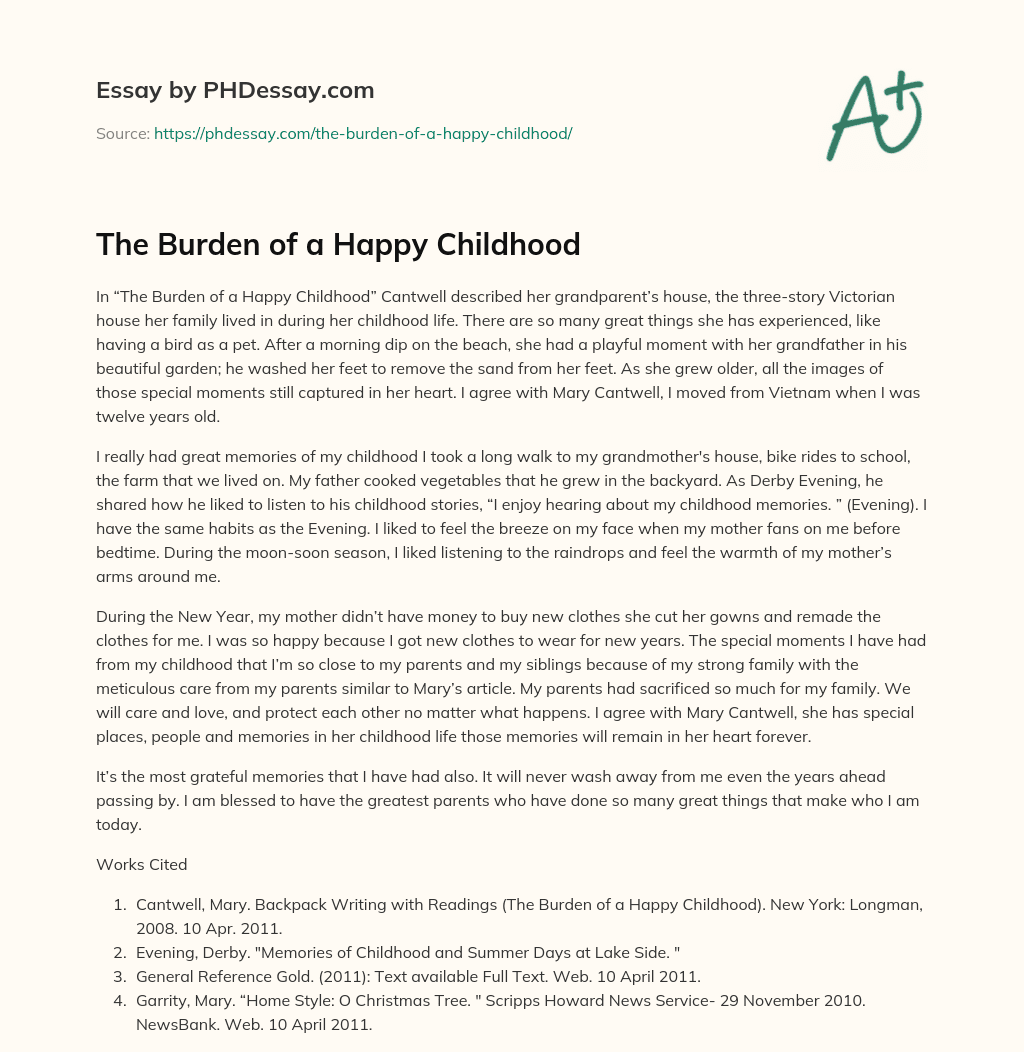 essay about happy childhood