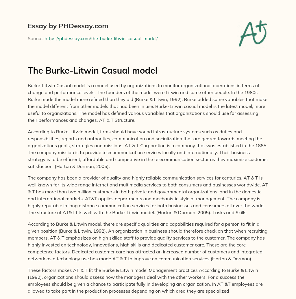 The Burke-Litwin Casual model essay