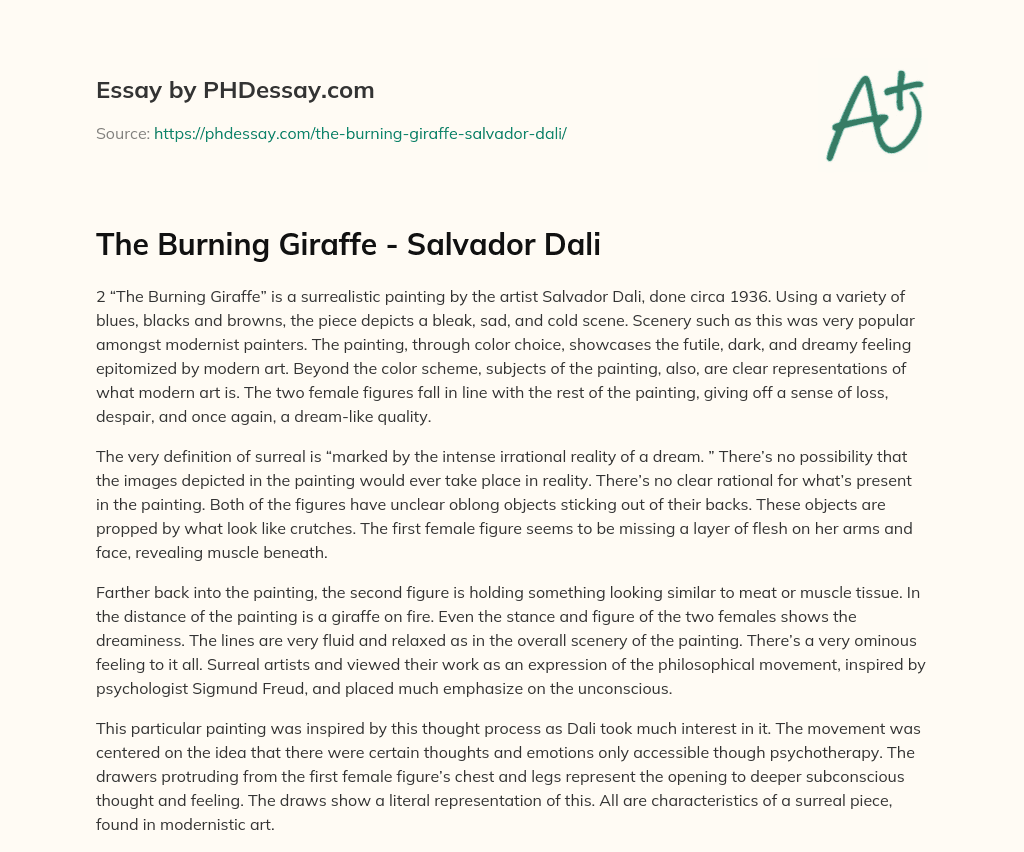 The Burning Giraffe – Salvador Dali essay