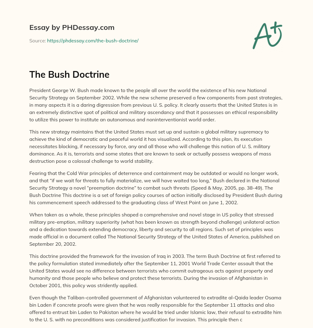 The Bush Doctrine essay