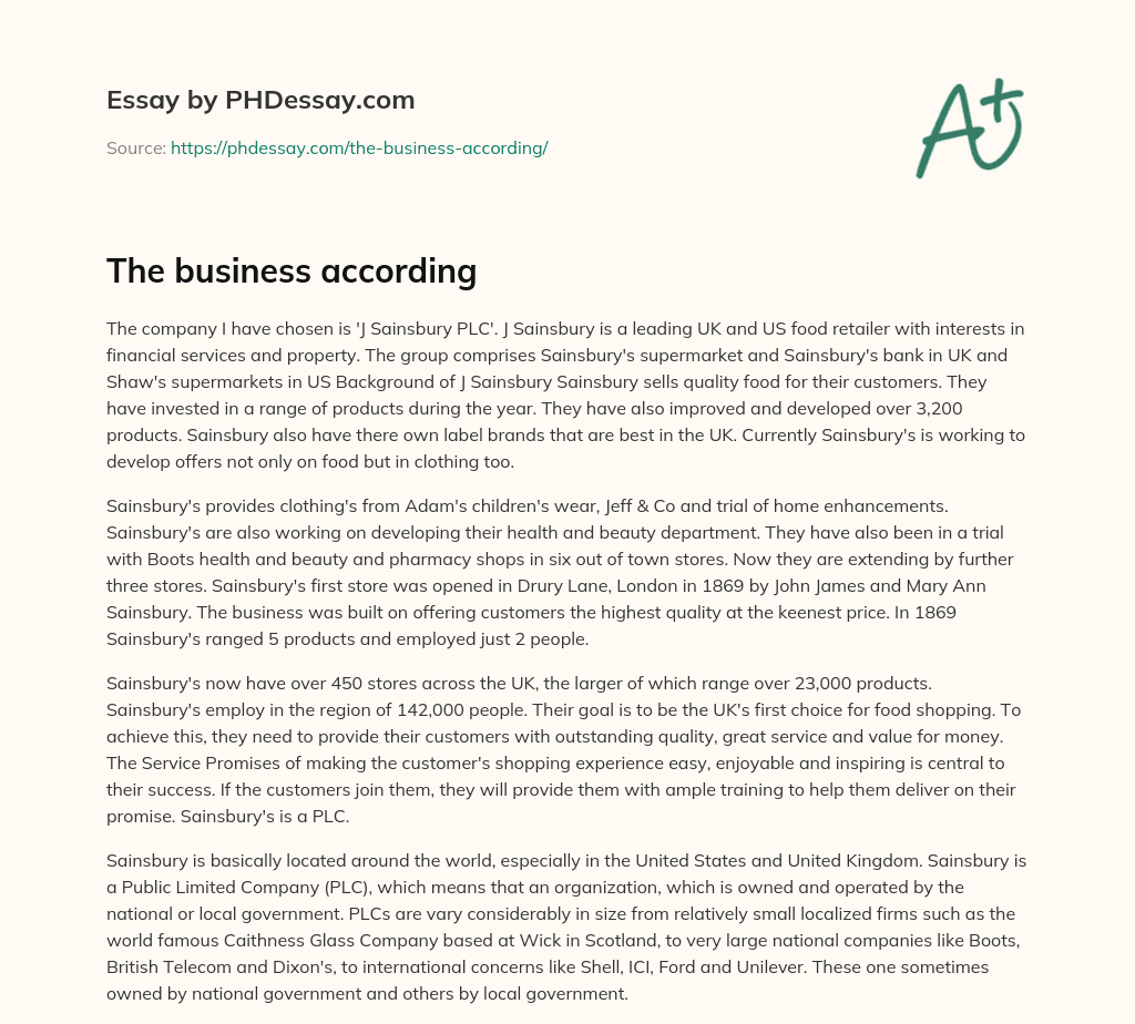 The business according essay