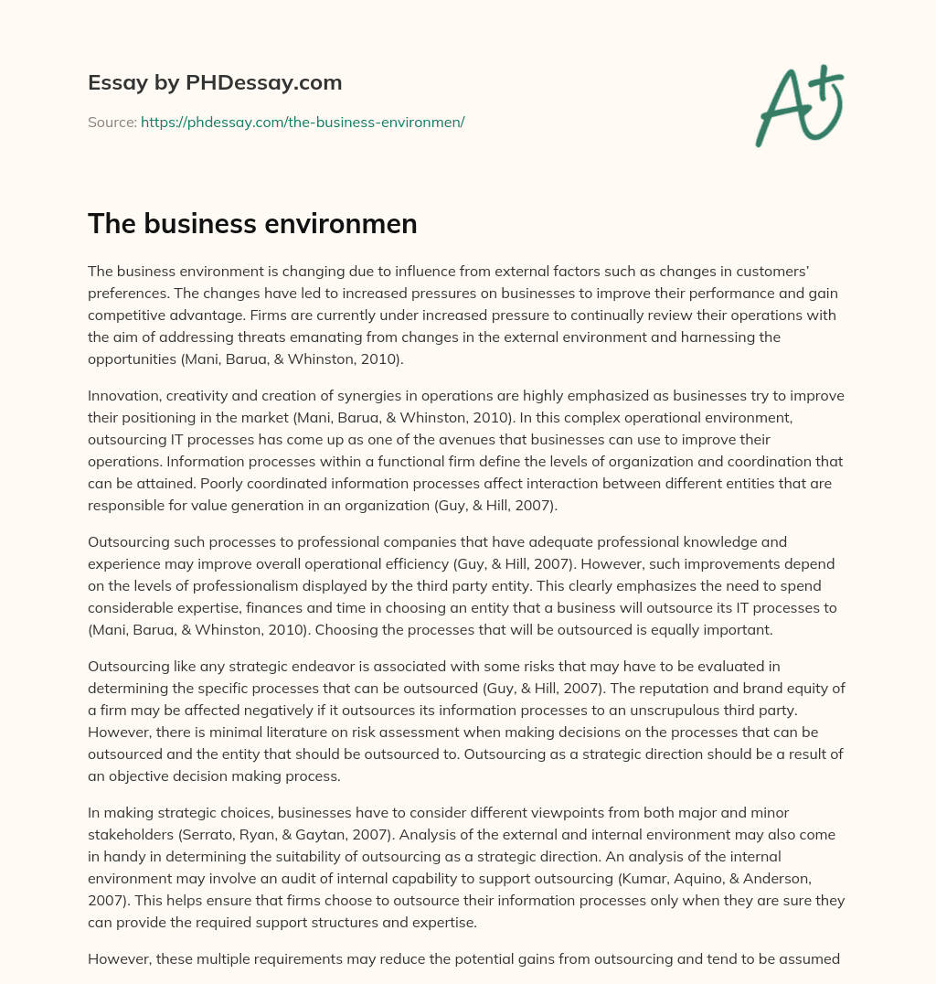 The business environmen essay