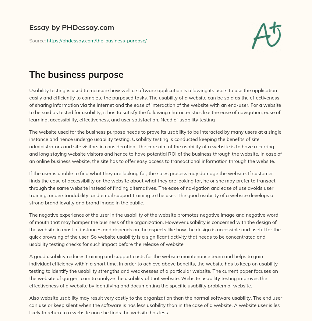 The business purpose essay