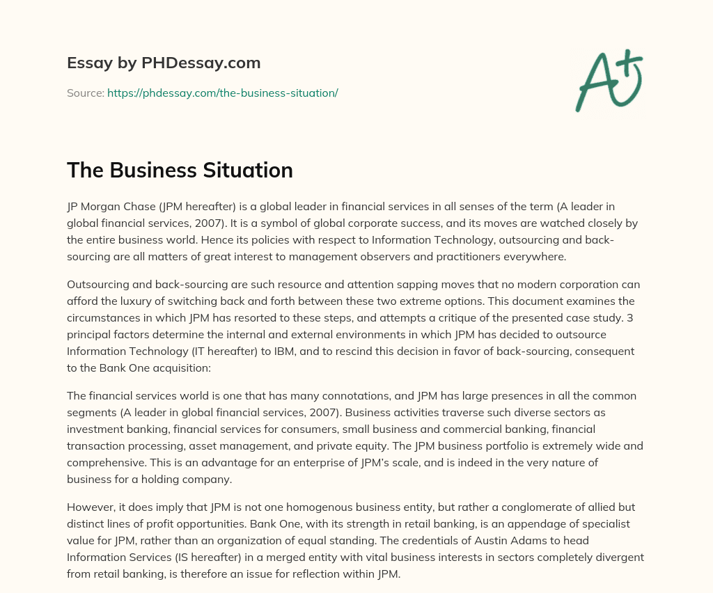 The Business Situation essay