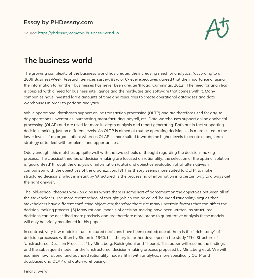 The business world essay