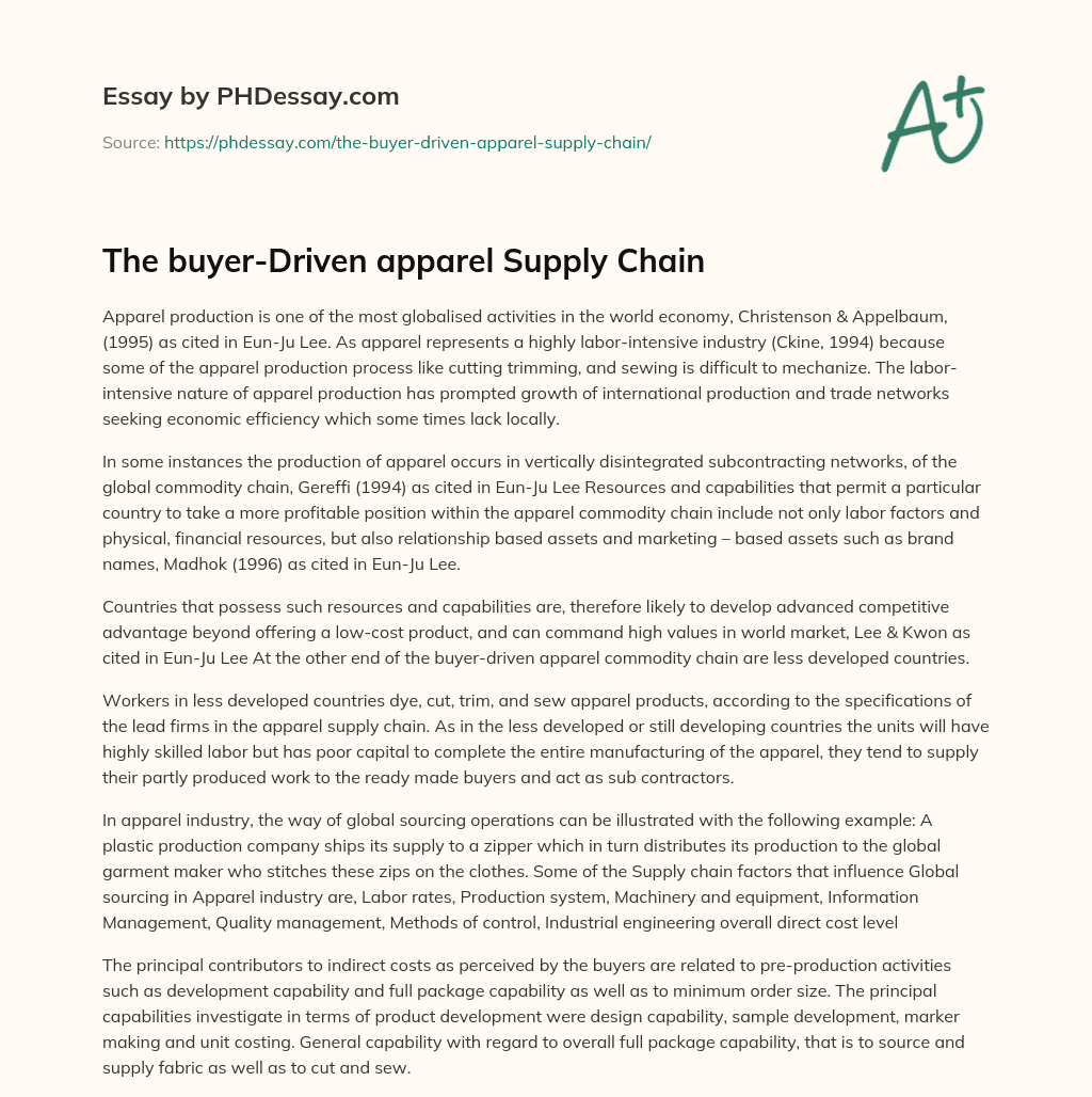 The buyer-Driven apparel Supply Chain essay