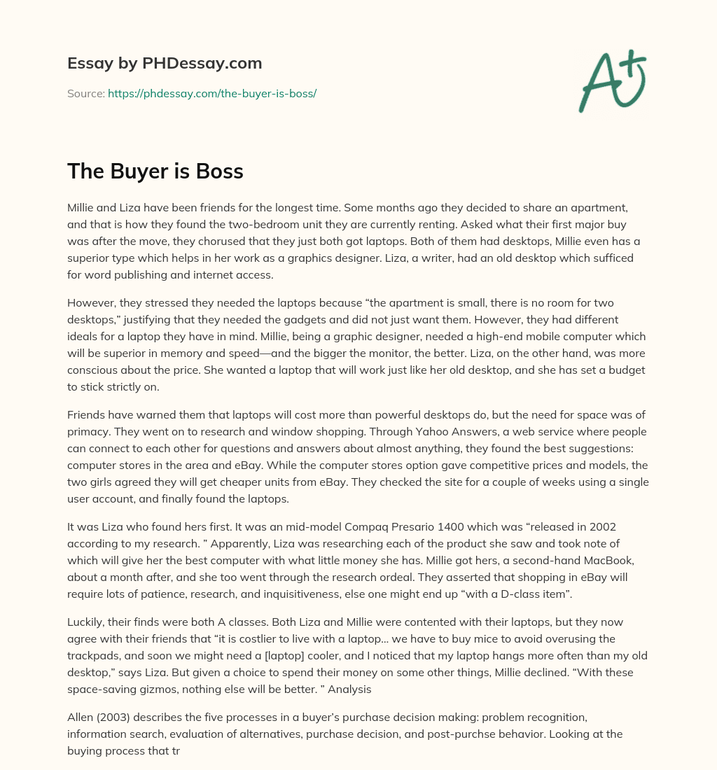 The Buyer is Boss essay