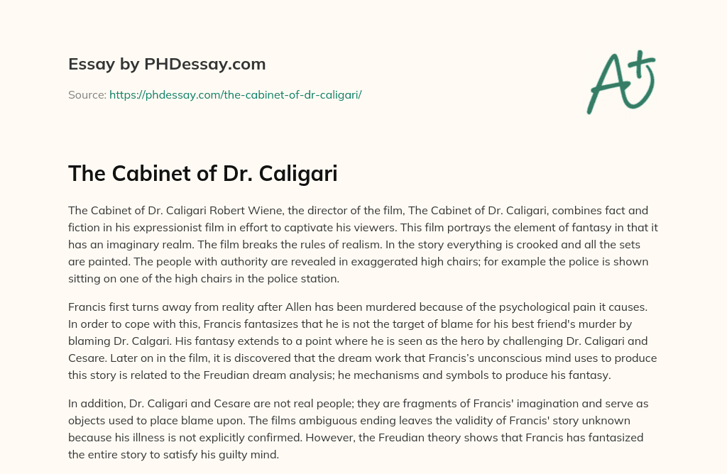 The Cabinet of Dr. Caligari essay