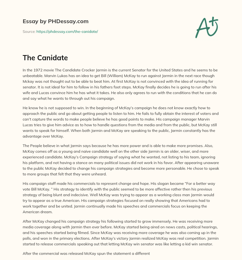 The Canidate essay
