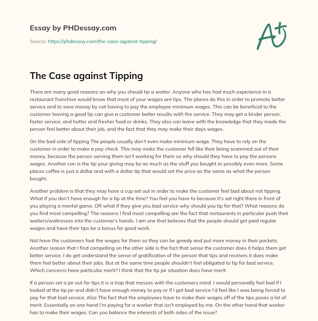 The Case against Tipping essay