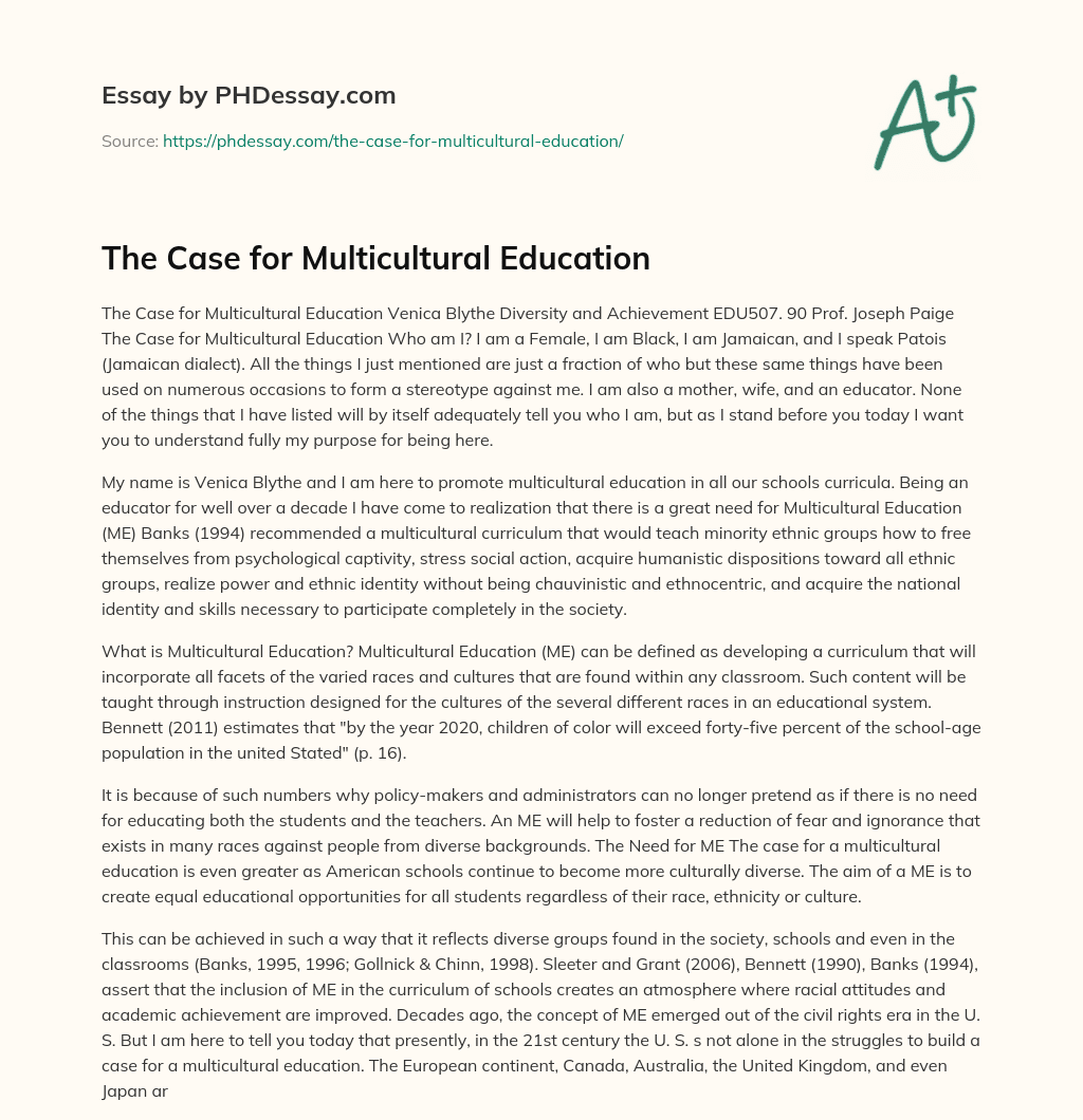 The Case for Multicultural Education essay