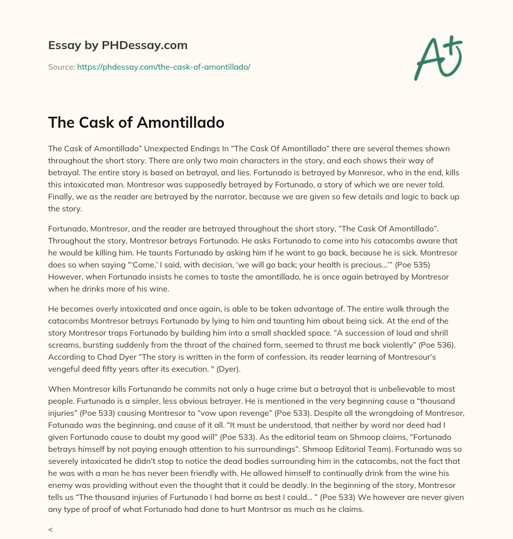 The Cask of Amontillado essay