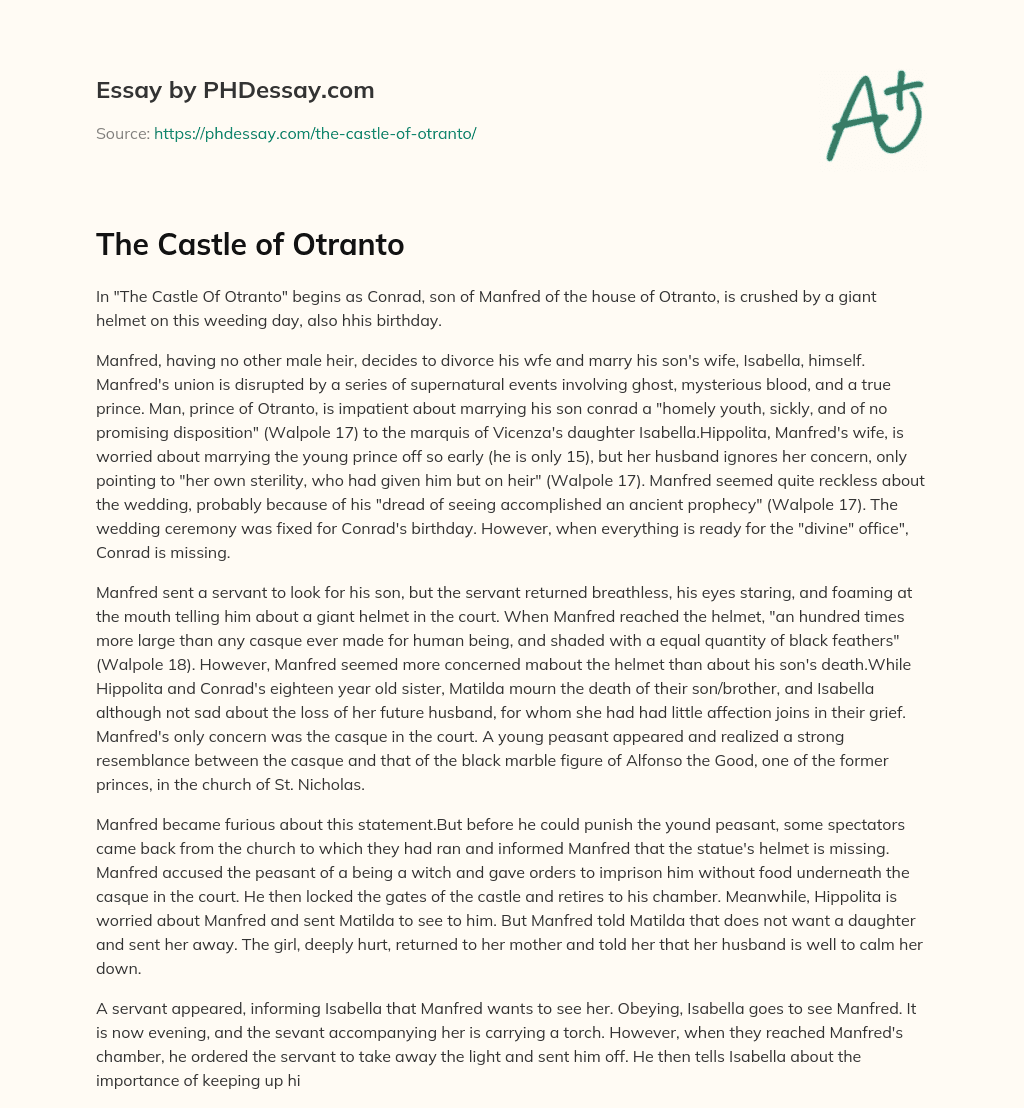 The Castle of Otranto essay