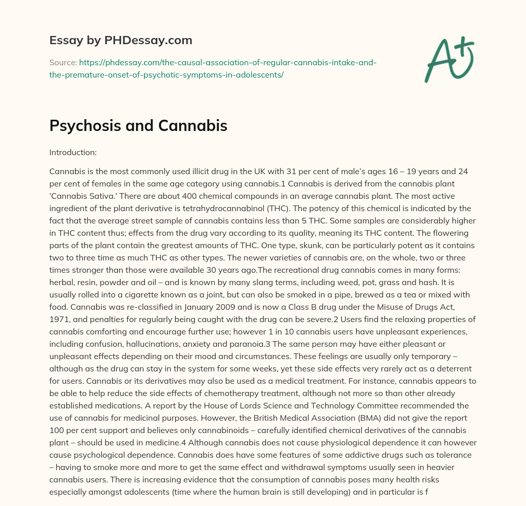 Psychosis and Cannabis essay