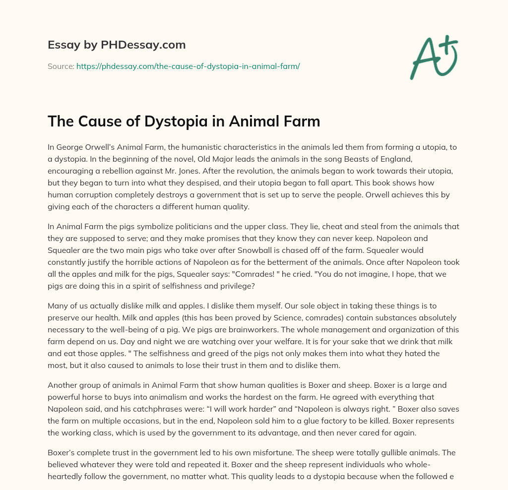 animal farm dystopia essay