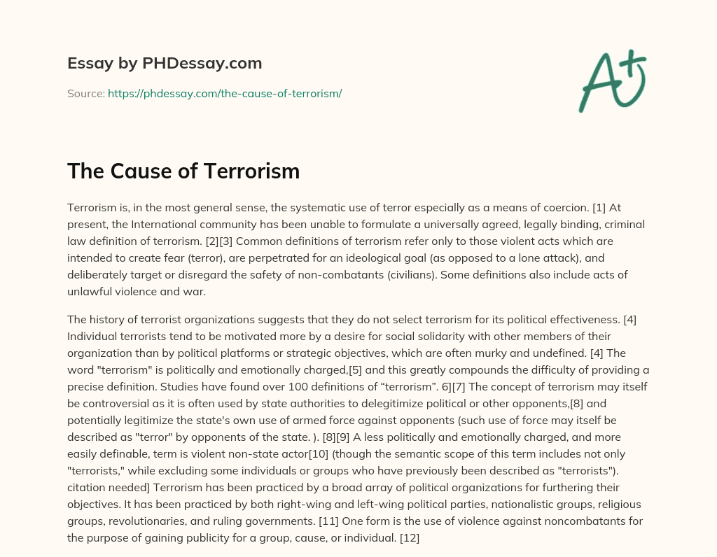 The Cause of Terrorism essay