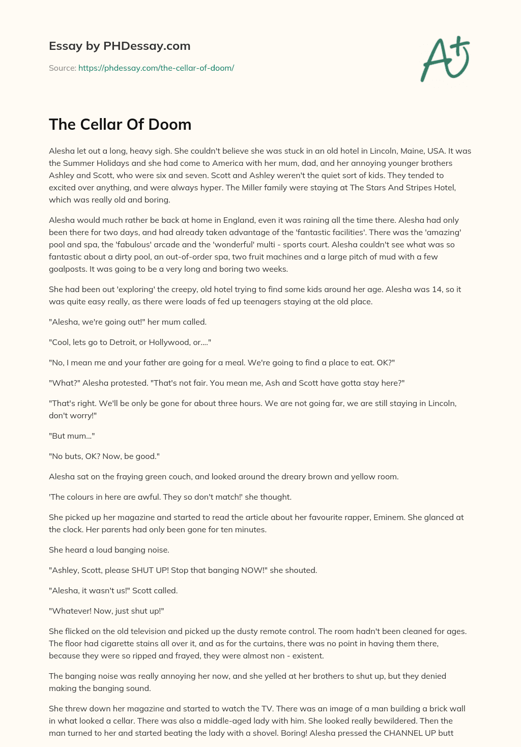 The Cellar Of Doom essay