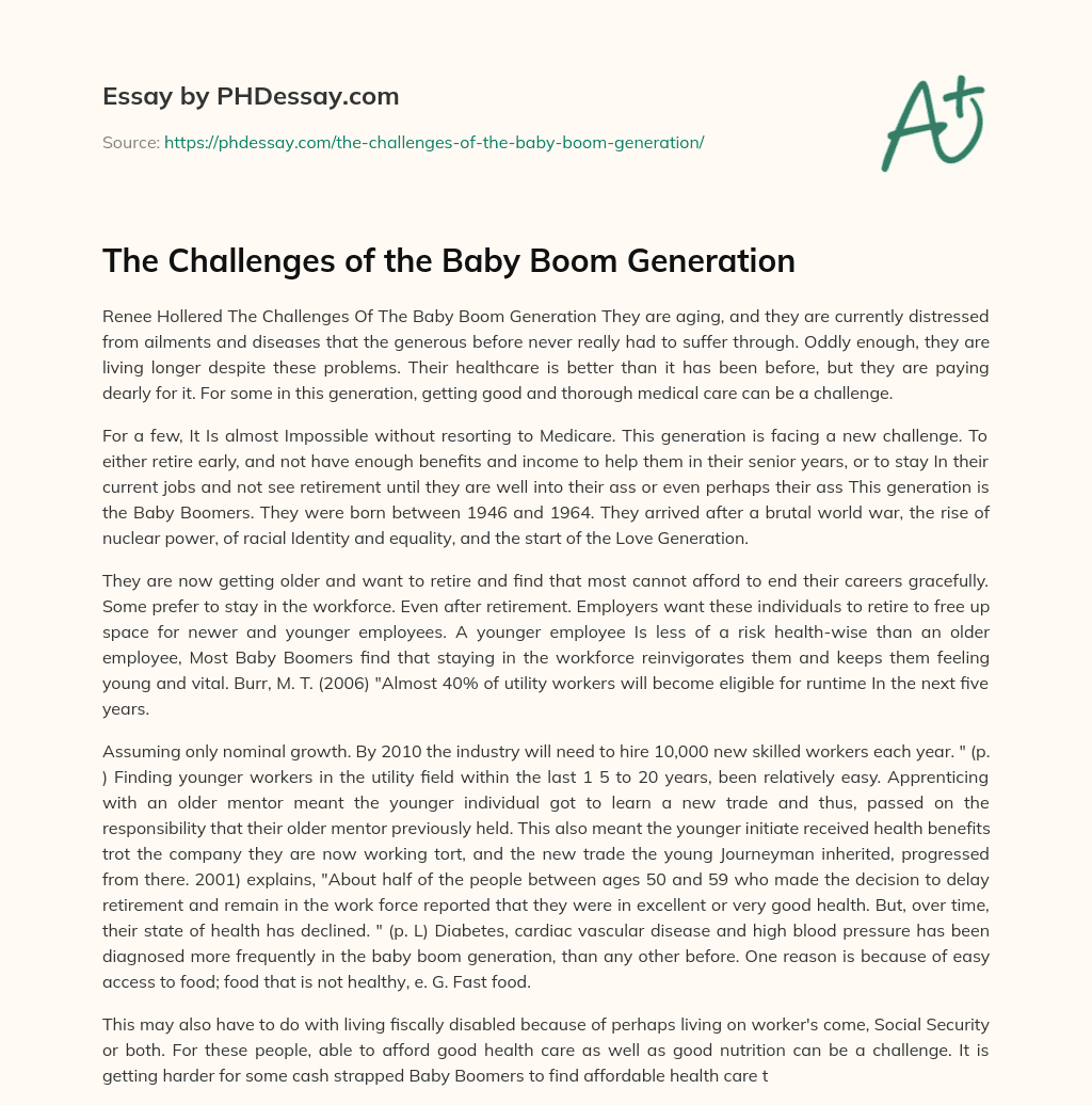 The Challenges of the Baby Boom Generation essay