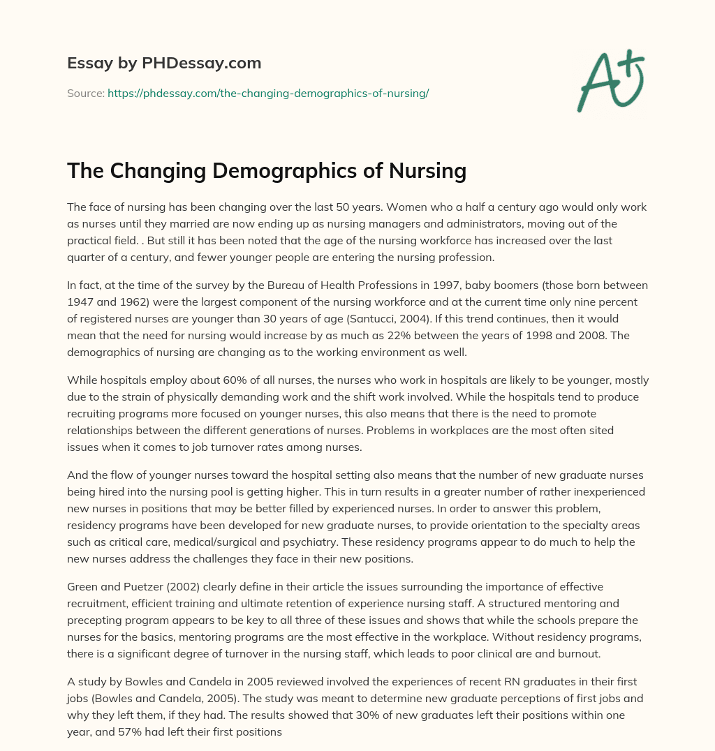 The Changing Demographics of Nursing essay
