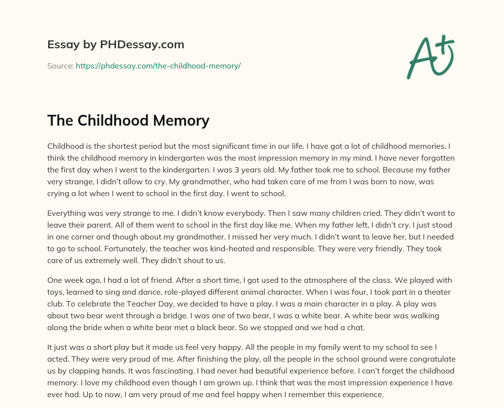 descriptive essay about a childhood memory