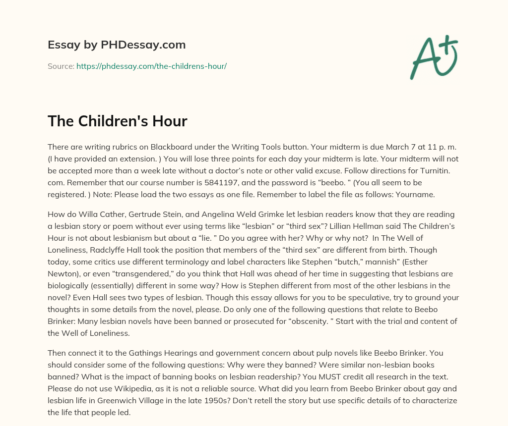 The Children’s Hour essay