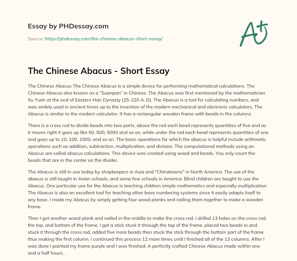The Chinese Abacus – Short Essay essay