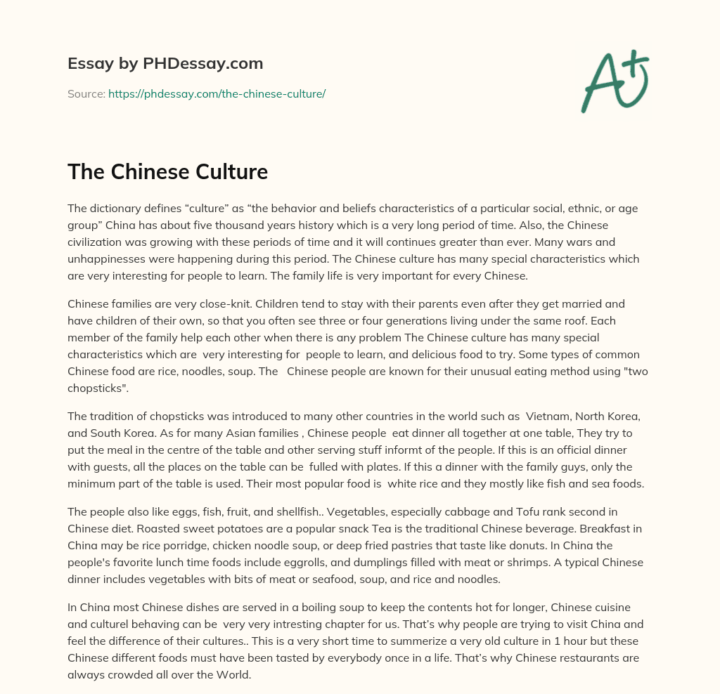an essay on chinese culture