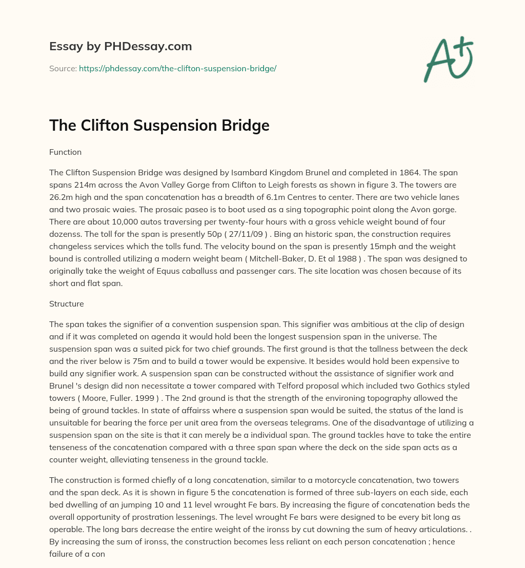 The Clifton Suspension Bridge essay