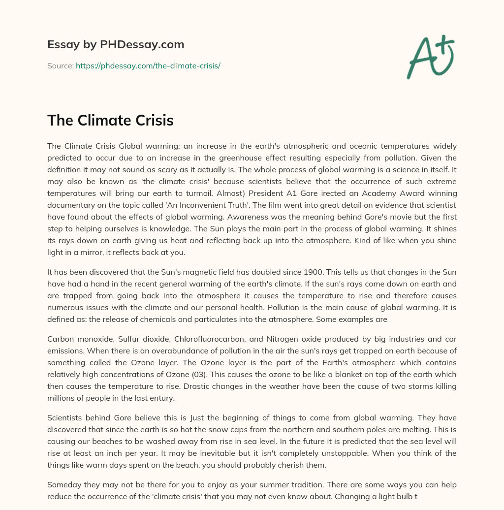 The Climate Crisis essay