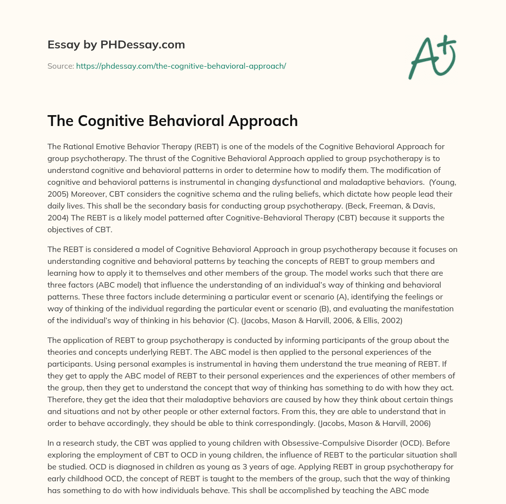 The Cognitive Behavioral Approach - PHDessay.com