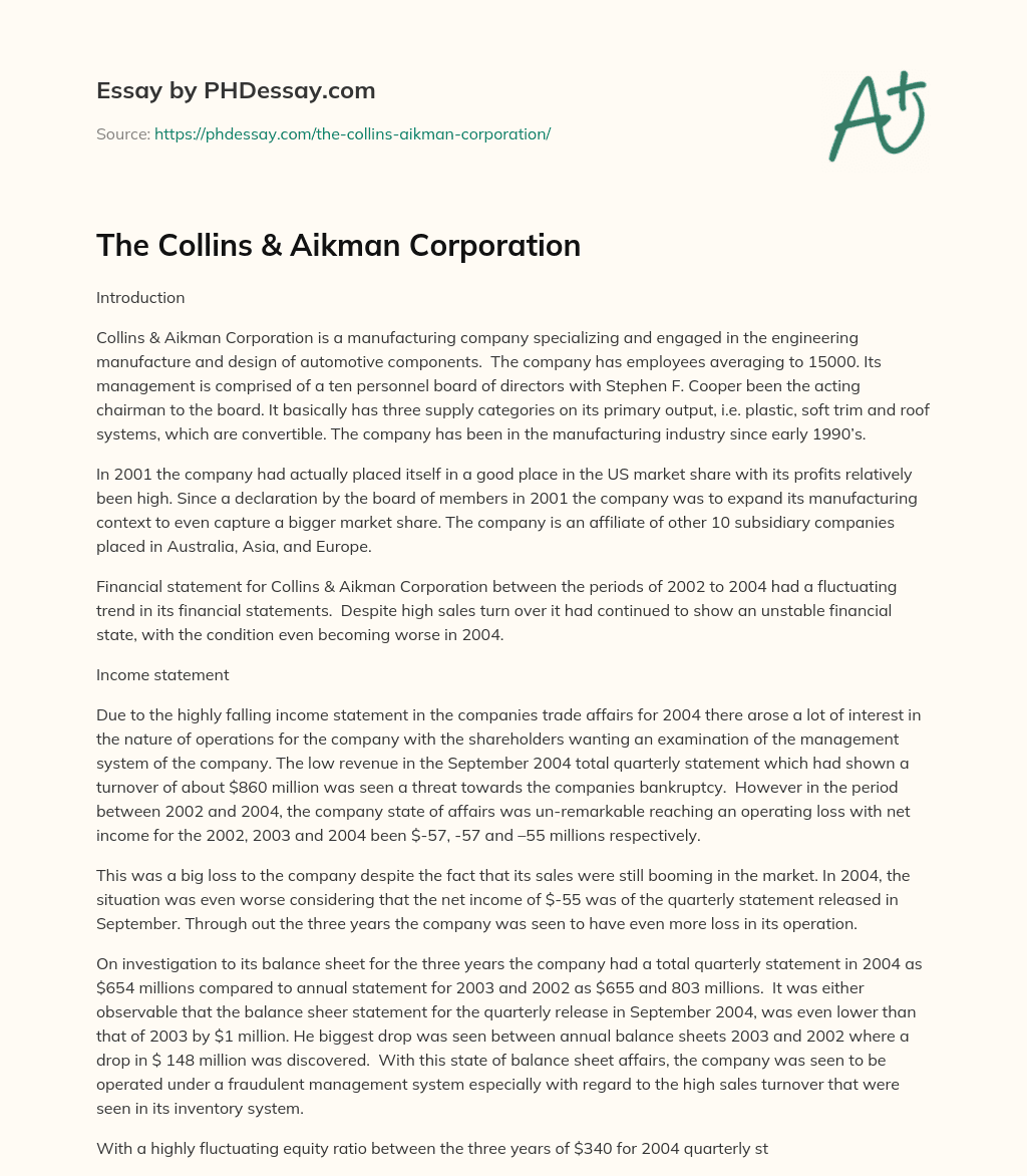 The Collins & Aikman Corporation