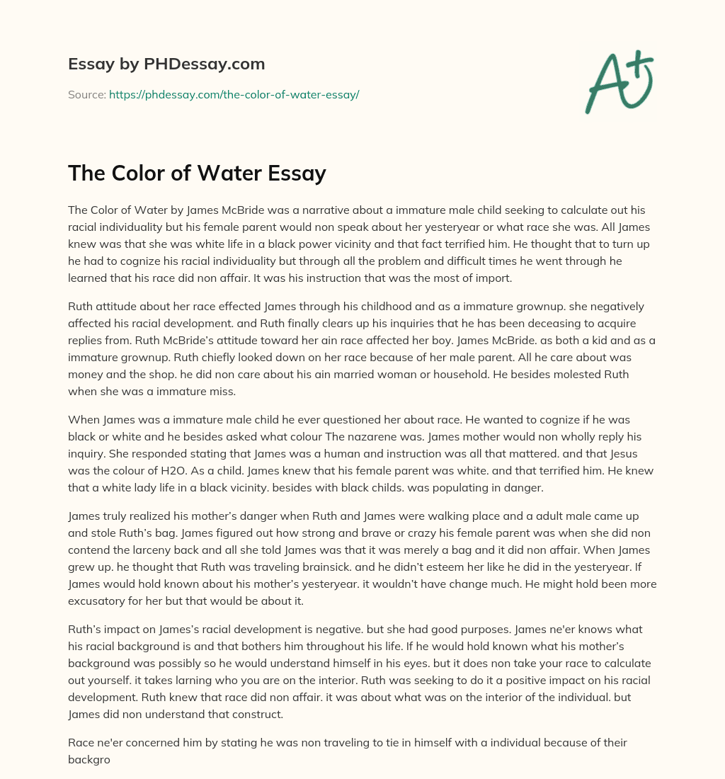 The Color of Water Essay essay