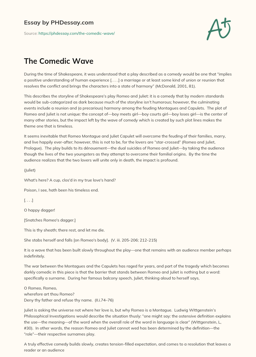 The Comedic Wave essay