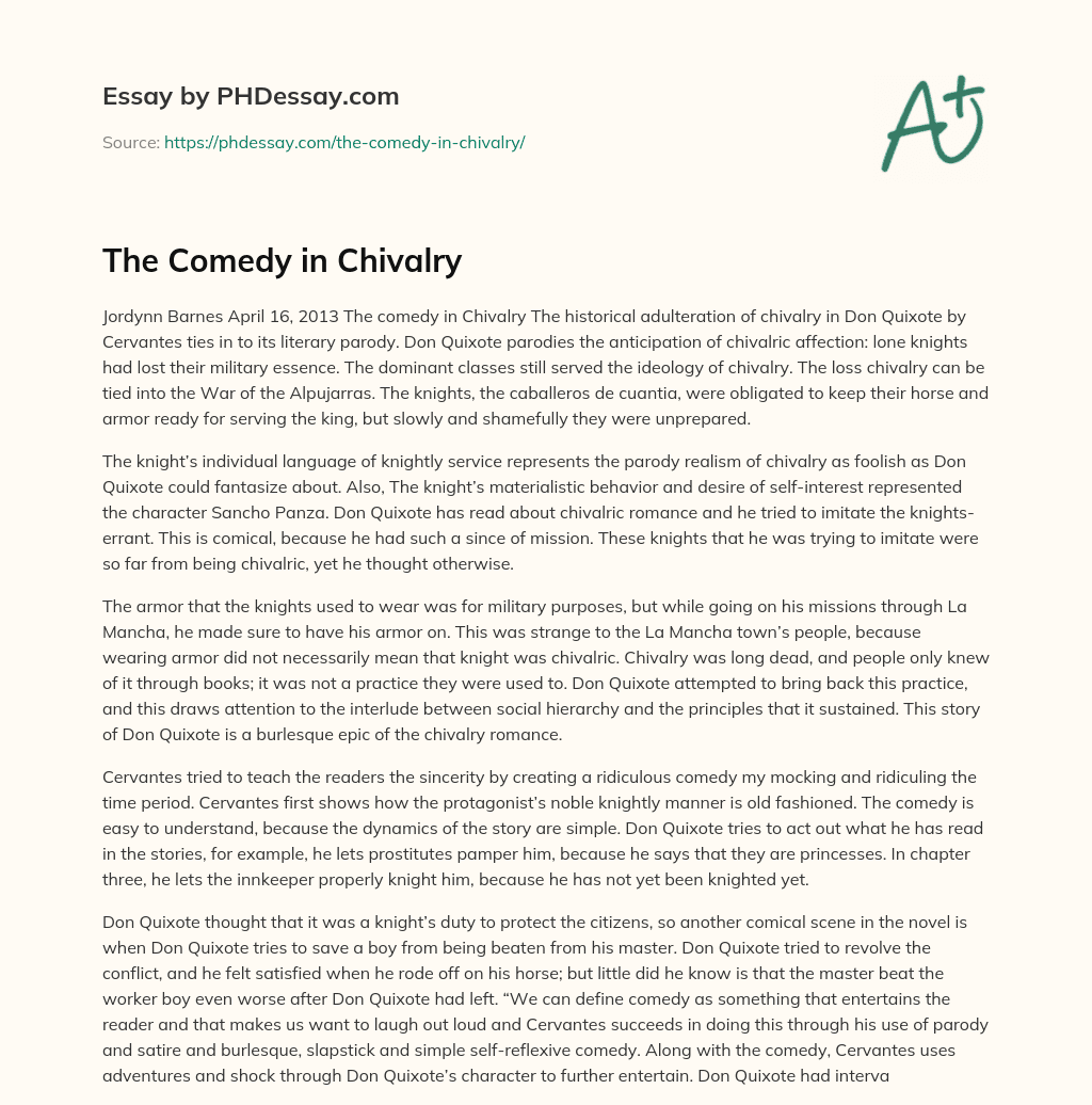 The Comedy in Chivalry essay