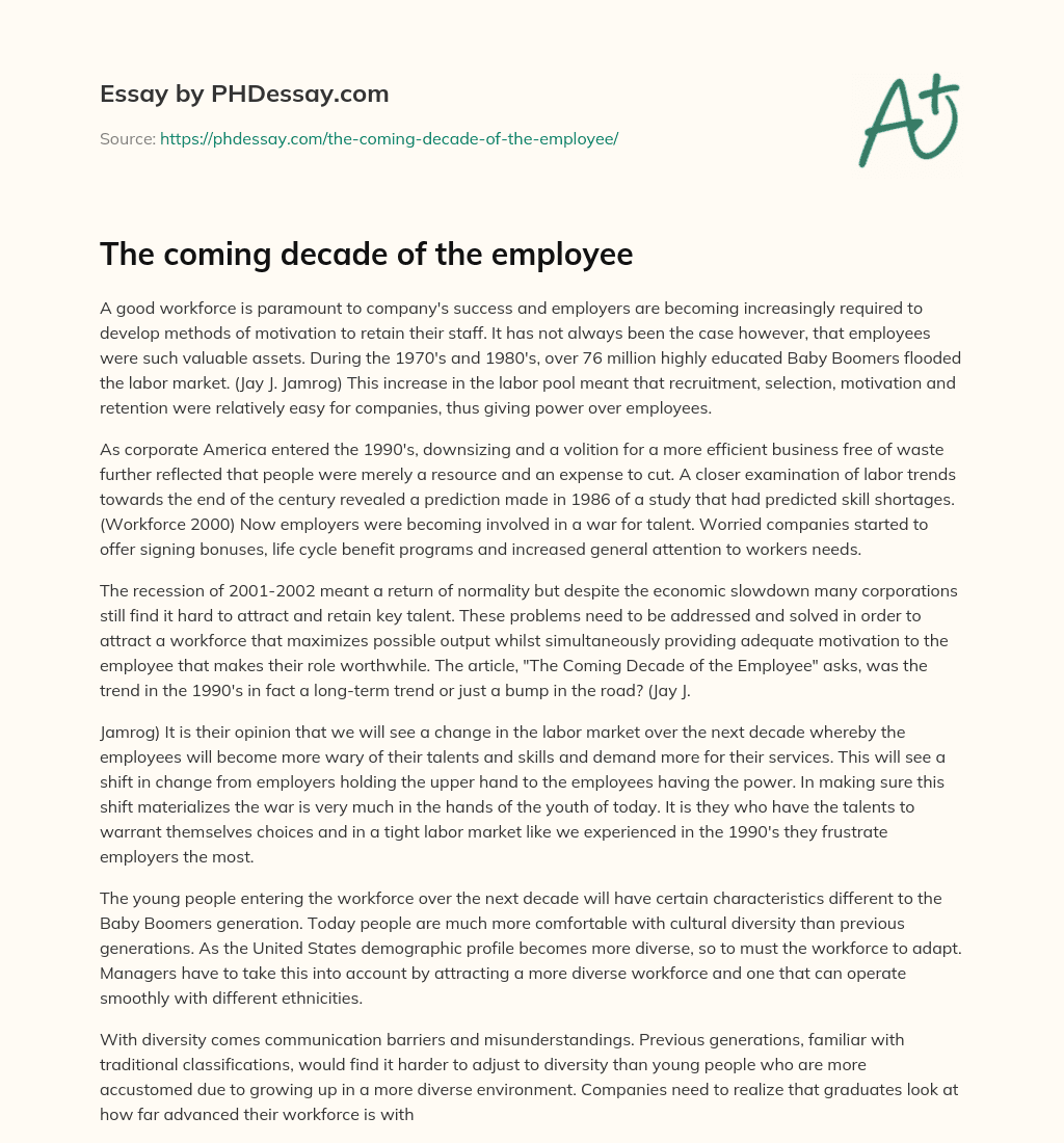 The coming decade of the employee essay
