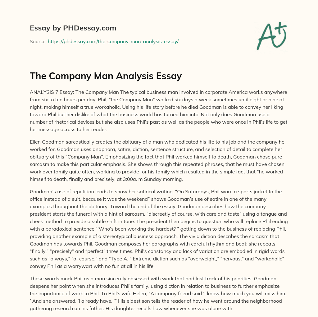 the company man ap lang essay