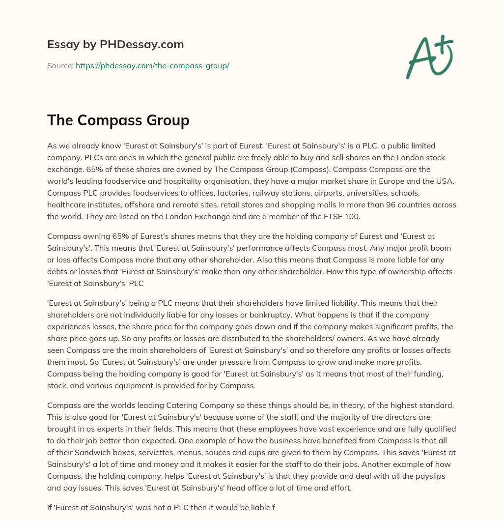 The Compass Group essay