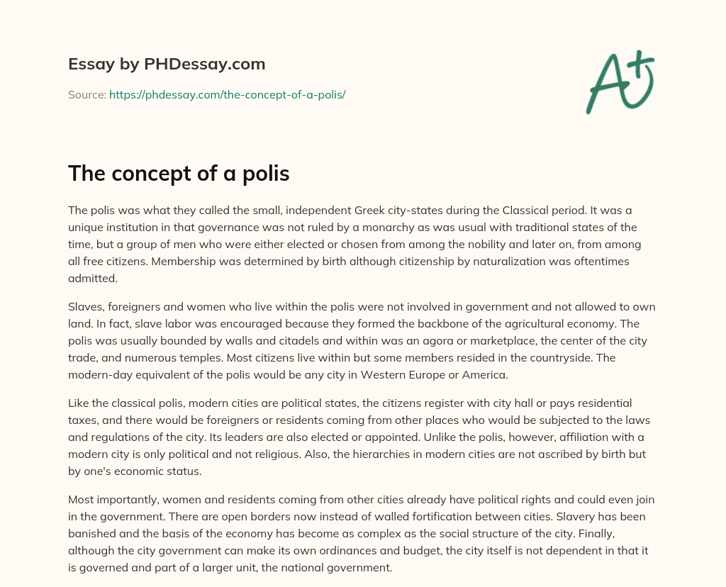 The concept of a polis essay