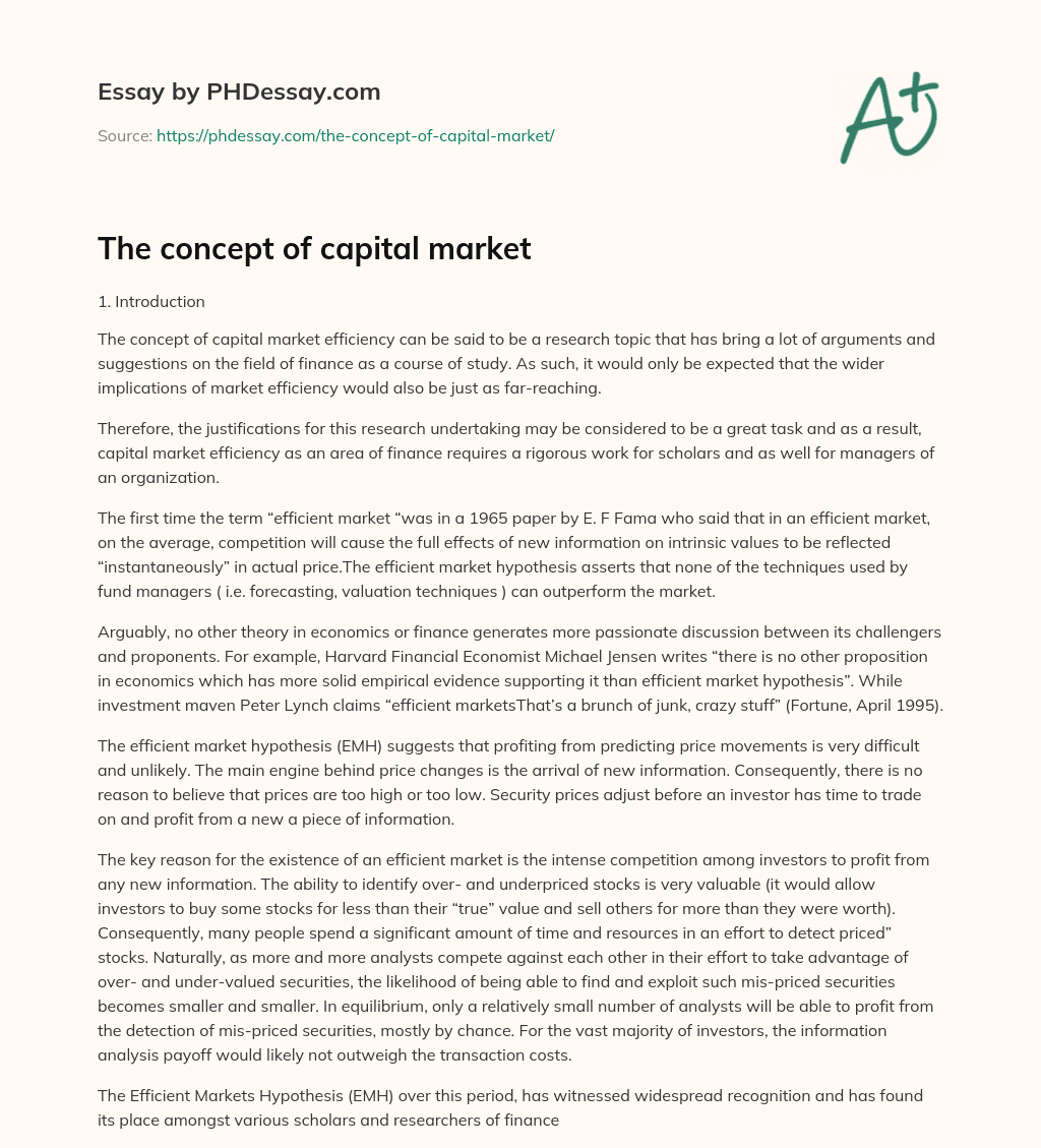 essay on capital market